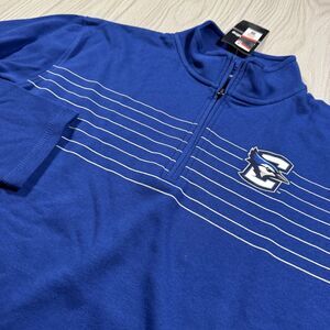 Creighton Blue Jays 1/4 Zip Pullover Men’s L Blue Logo Striped Captivating New